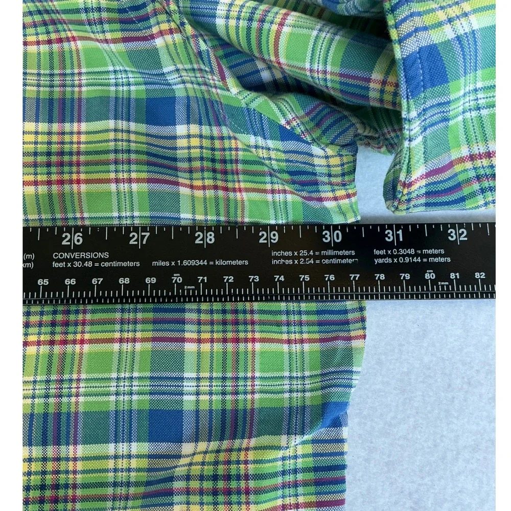 Ralph Lauren Button Down Shirt Mens 2XB Green Blue Plaid Classic Fit Long Sleeve